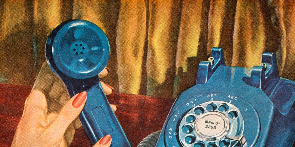 blue rotary telephone