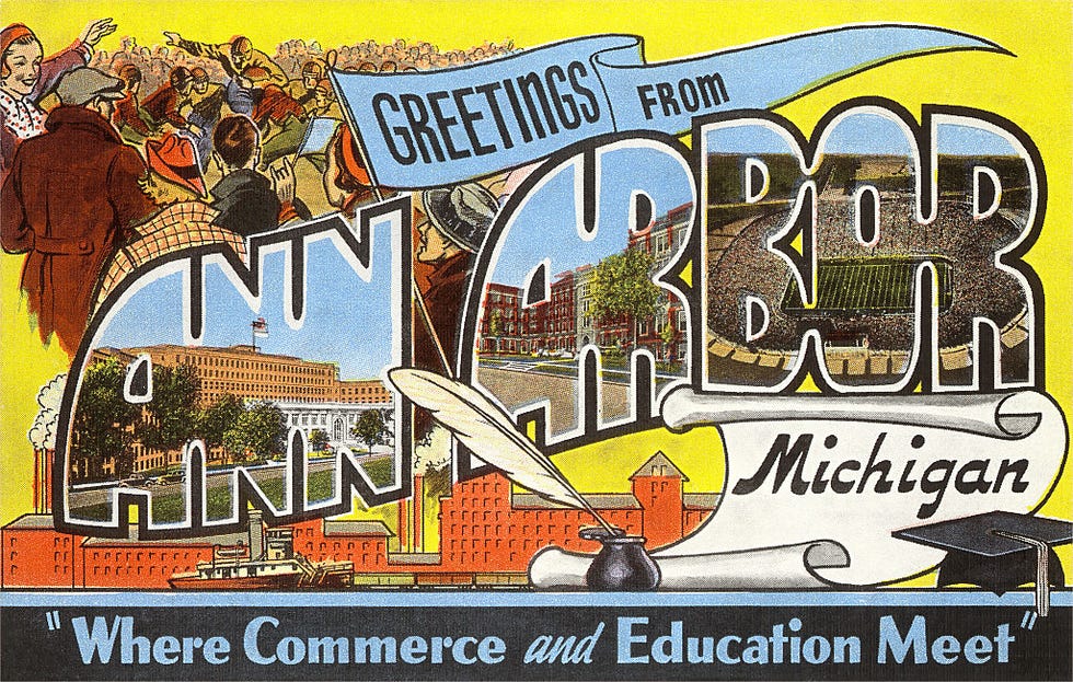 greetings from ann arbor, michigan, where commerce and education meet