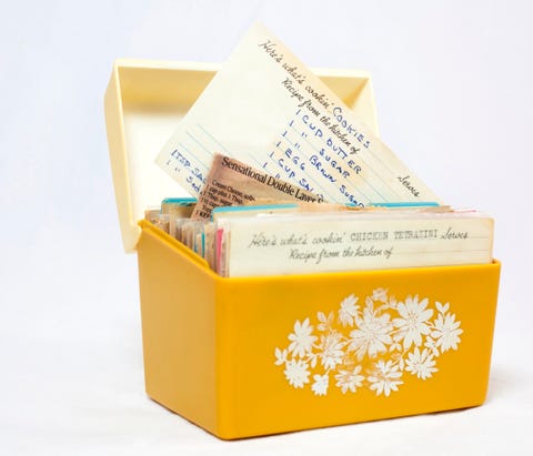 vintage kitchen tools recipe card box