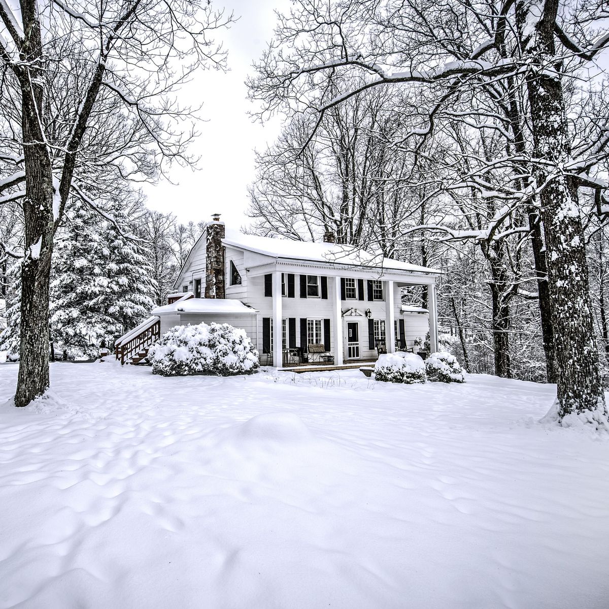 Vintage old house in fresh snow