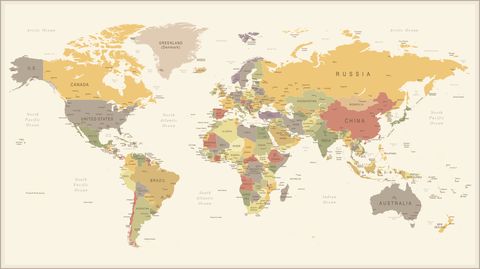 Vintage Retro World Map - illustration