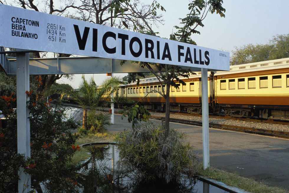 vintage train at victoria falls station