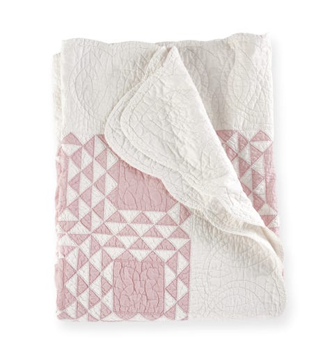 vintage pink and white quilt