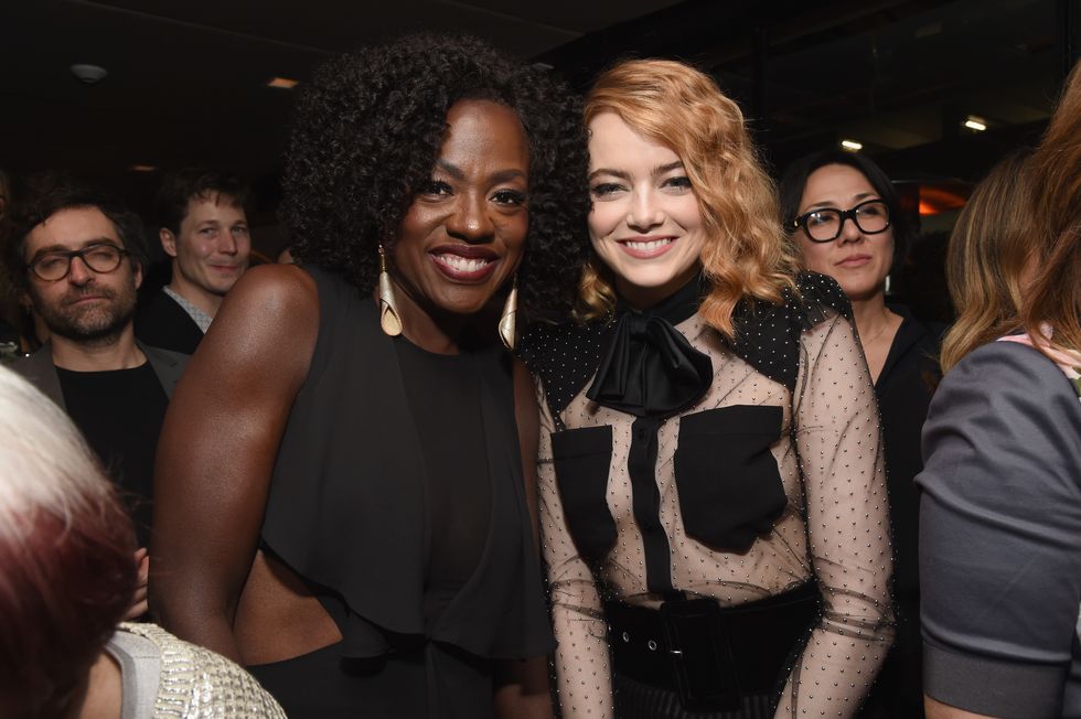 Viola Davis and Emma Stone at Women in Film's pre-Oscars party​
