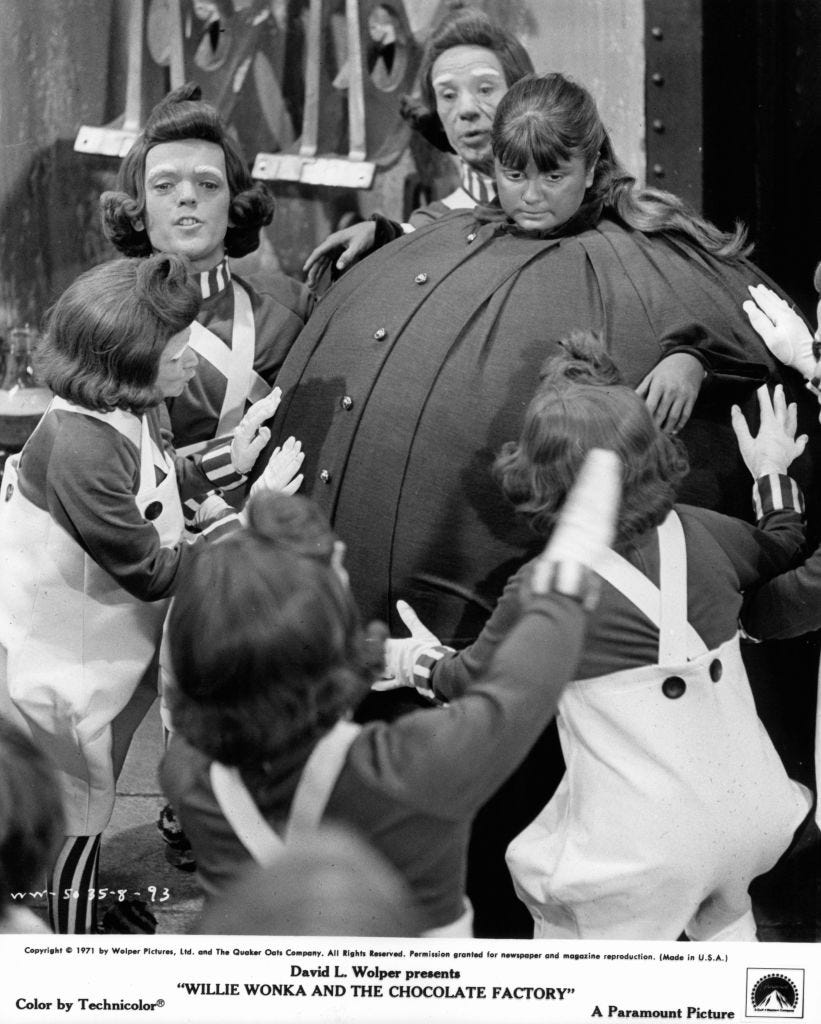 denise nickerson in 'willy wonka  the chocolate factory'
