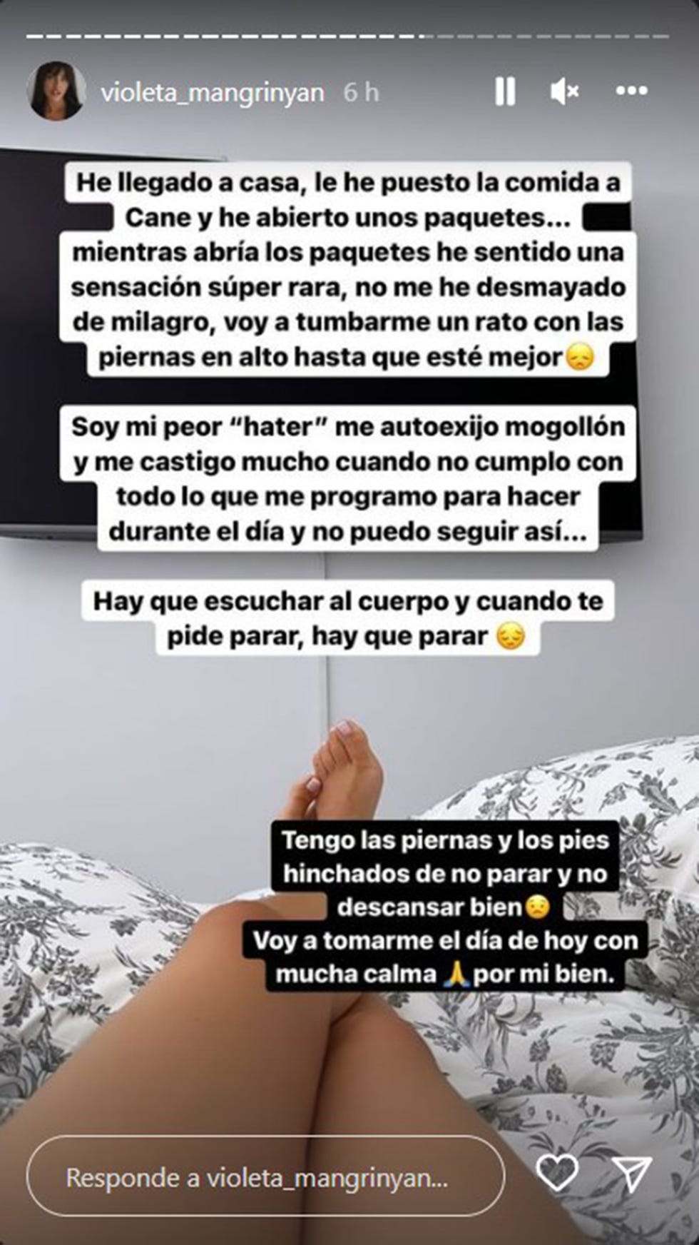 violeta mangriñán cuenta su problema de salud durante el embarazo a una semanas de dar a luz