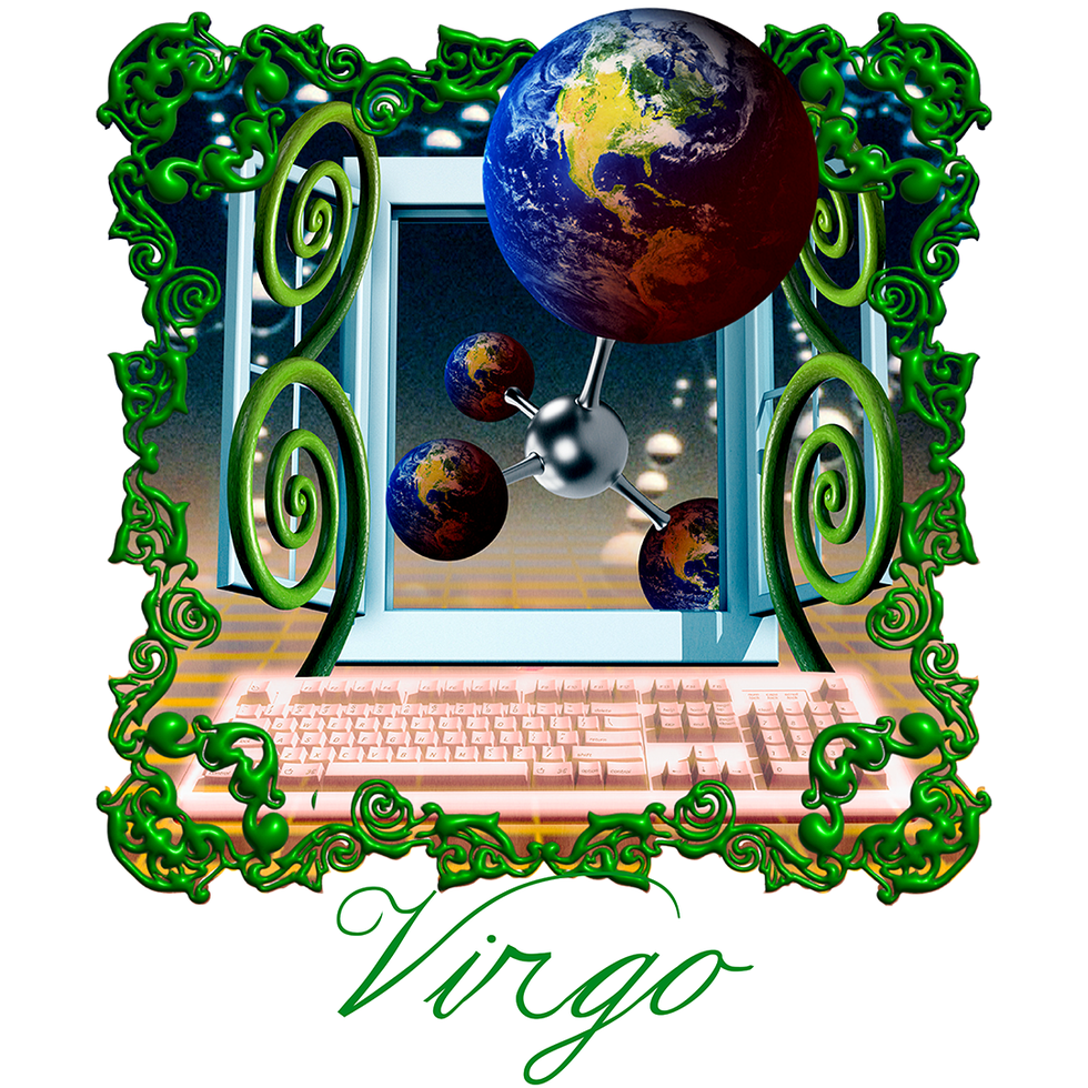 the word virgo under a computer