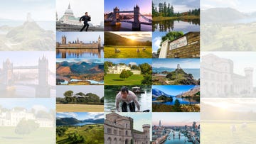 a collage showcasing various landscapes landmarks and cityscapes iconic to the uk