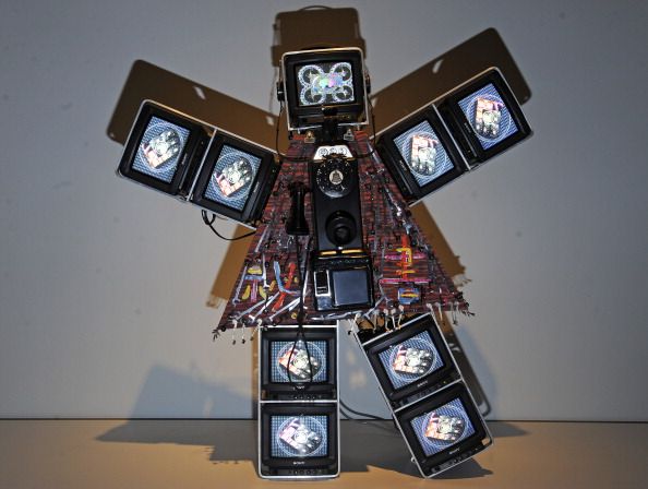 Visit during the installation of the Denver Art Museum's next show, "Blink!" in the Hamilton Building on Tuesday, March 8, 2011. Nam June Paik's video sculpture, "Lady Secretary, Bilingual, Will Travel..." Cyrus McCrimmon, The Denver Post