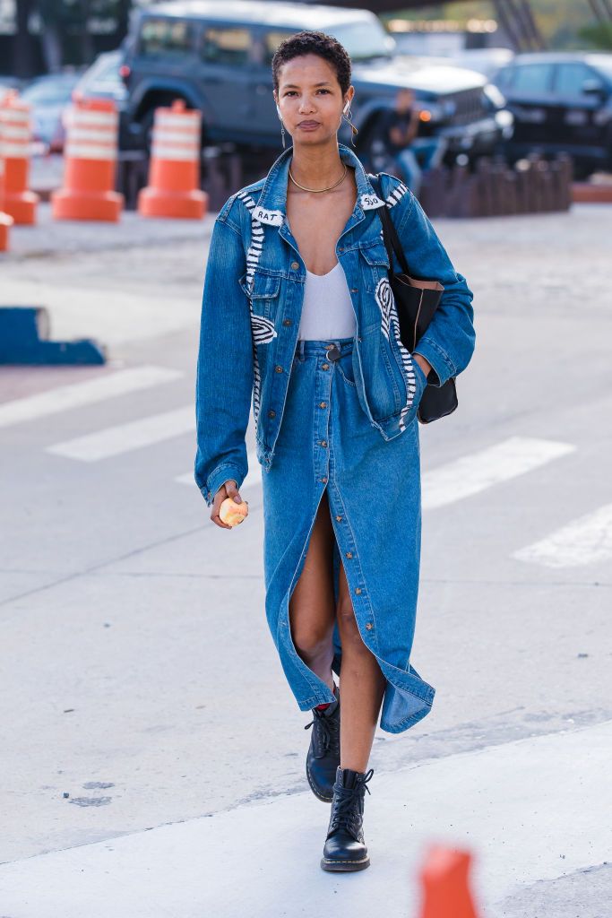 Denim skirt outfit sales teenage