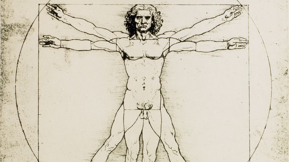 Vitruvian Man, Study of Proportions, Leonardo Da Vinci, Drawing, circa 1490.