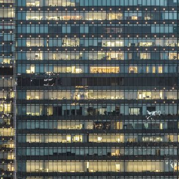 Crowded Office Buildings at Night