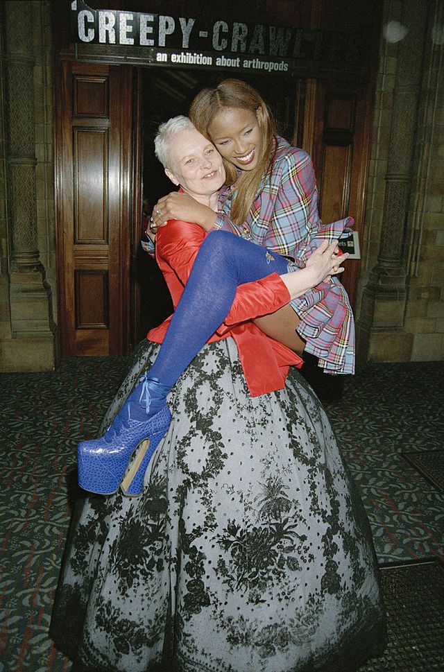 model naomi campbell and fashion designer vivienne westwood attend the designer of the year awards at the natural history museum during london fashion week, 19th october 1993 photo by dave benettgetty images