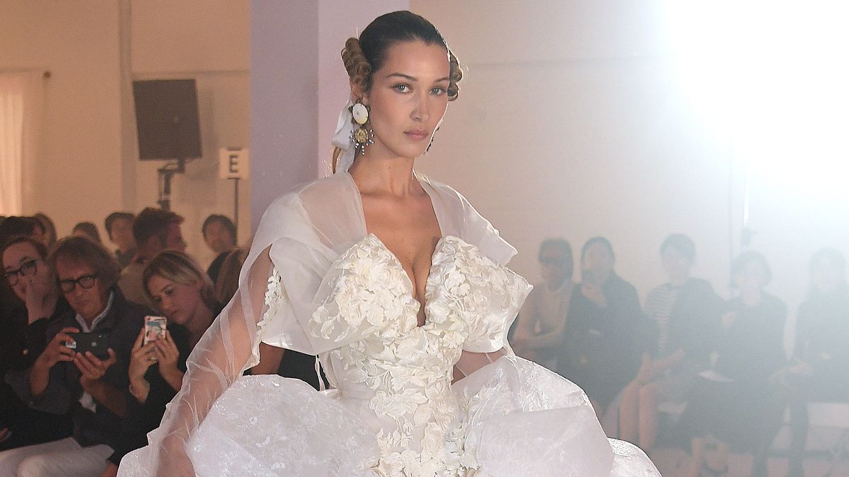 Bella Hadid closes the Vivienne Westwood show in a wedding dress