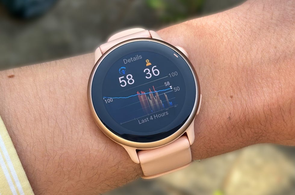 close up of a smartwatch with a bright display screen