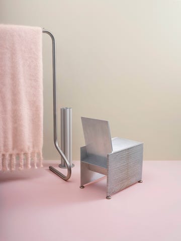 pink and steel design pieces