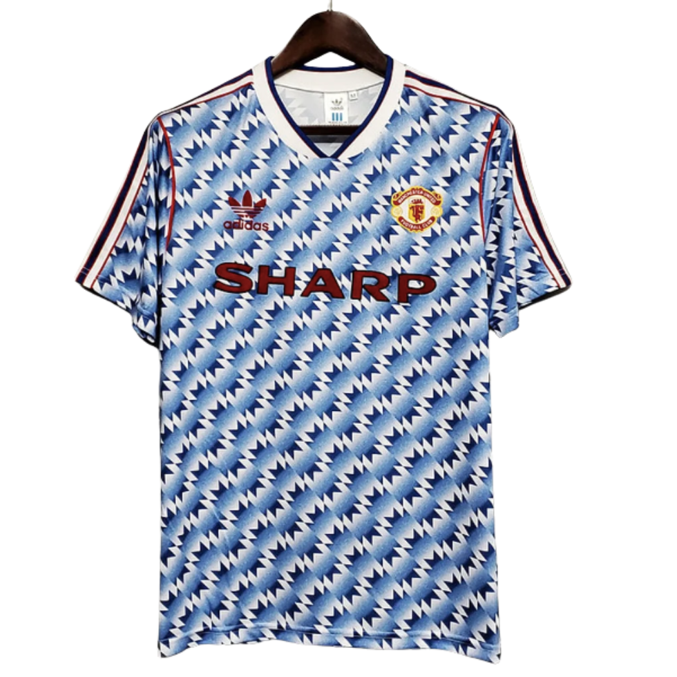 vintage retro voetbalshirt van manchester united via etsy