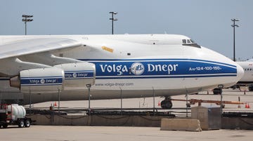 volga dnepr airlines antonov an 124, one of the largest production cargo planes in the world was grounded at pearson international airport in late february after russia invaded ukraine