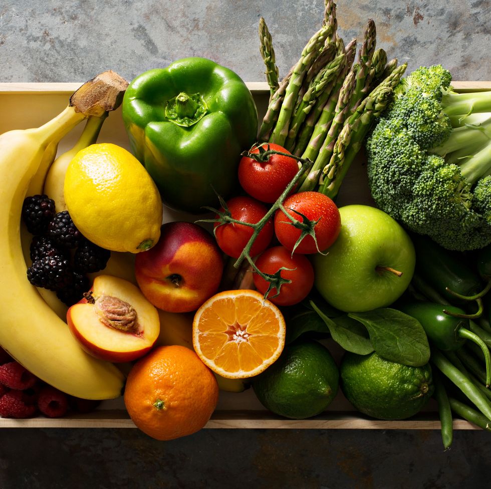 Fresh colorful vegetables and fruits