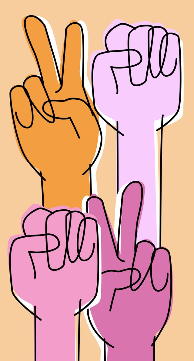 Finger, Pink, Hand, V sign, Gesture, Thumb, Line, Sign language, Line art, Magenta, 