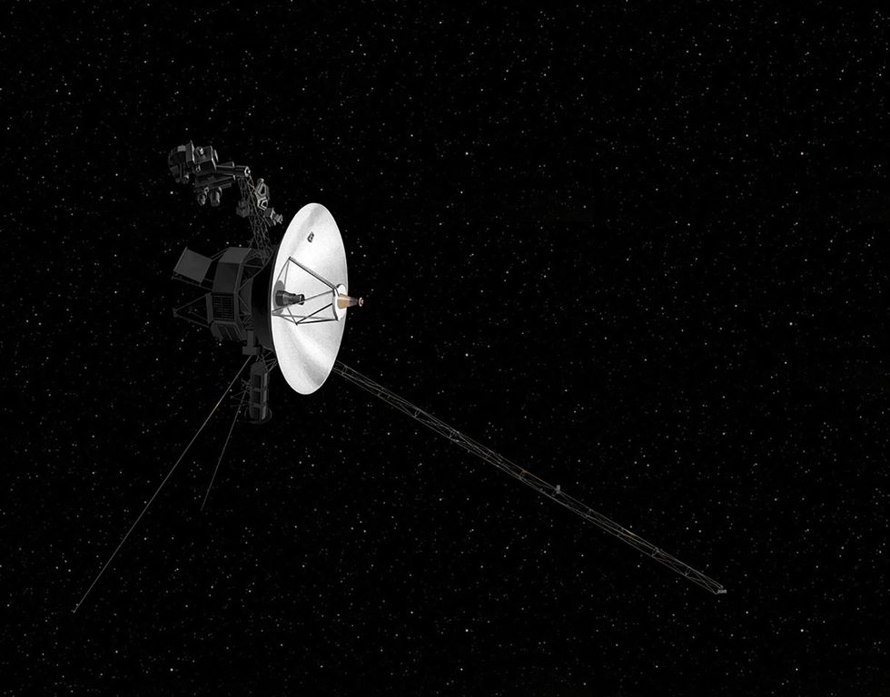 Een illustratie van een van de Voyagers op zijn reis door de ruimte