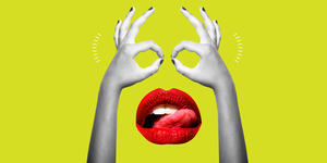 Red, Nose, Yellow, Illustration, Mouth, Gesture, Hand, Art, Graphic design, Smile, 