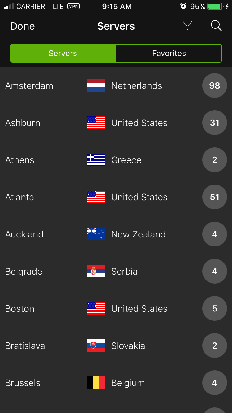 countries with scores shown on an app