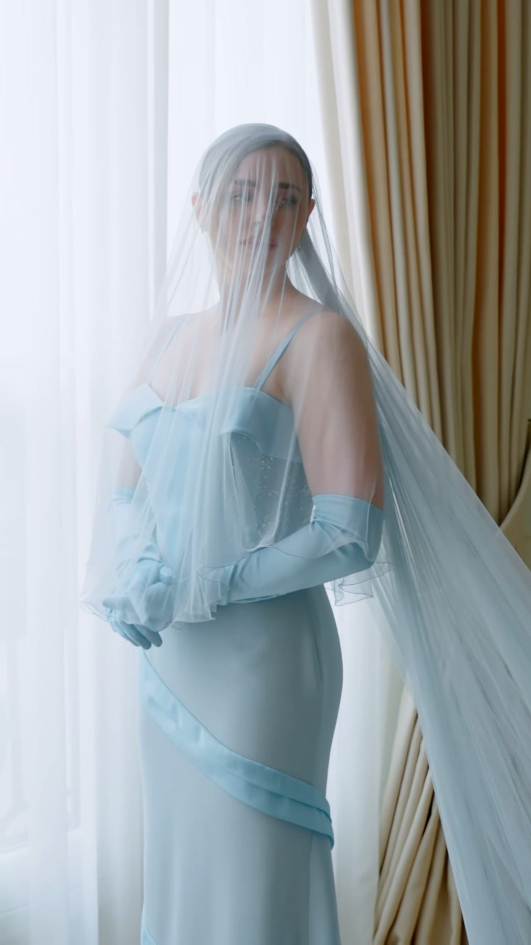 Chloë Grace Moretz Wore a Cinderella-Blue Gown and Veil to Marry Kate Harrison