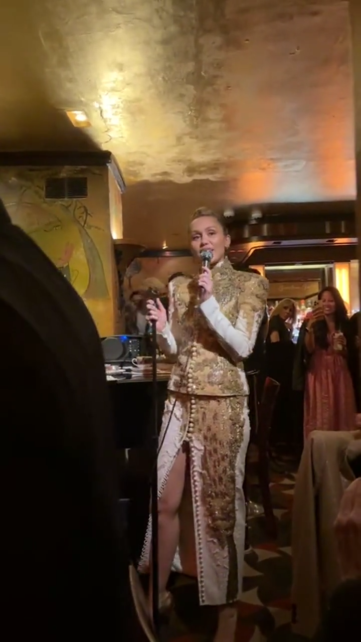 Miley Cyrus Sparkles in Gold Sequined Set for a Listening Party in NYC