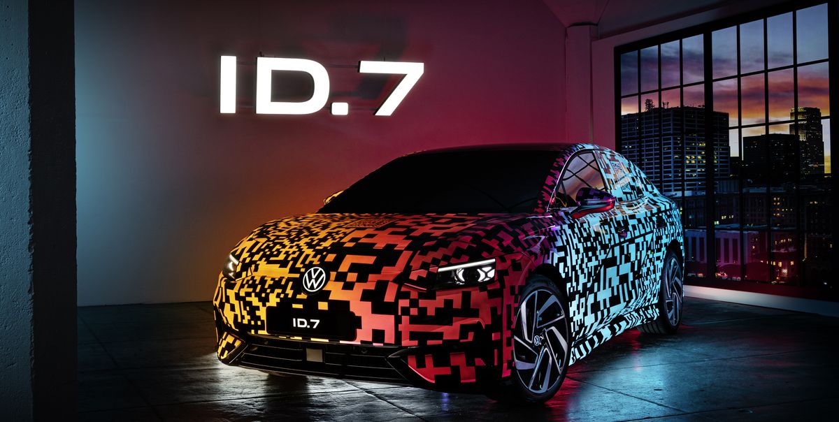volkswagen id7 sedan with electroluminescent camouflage