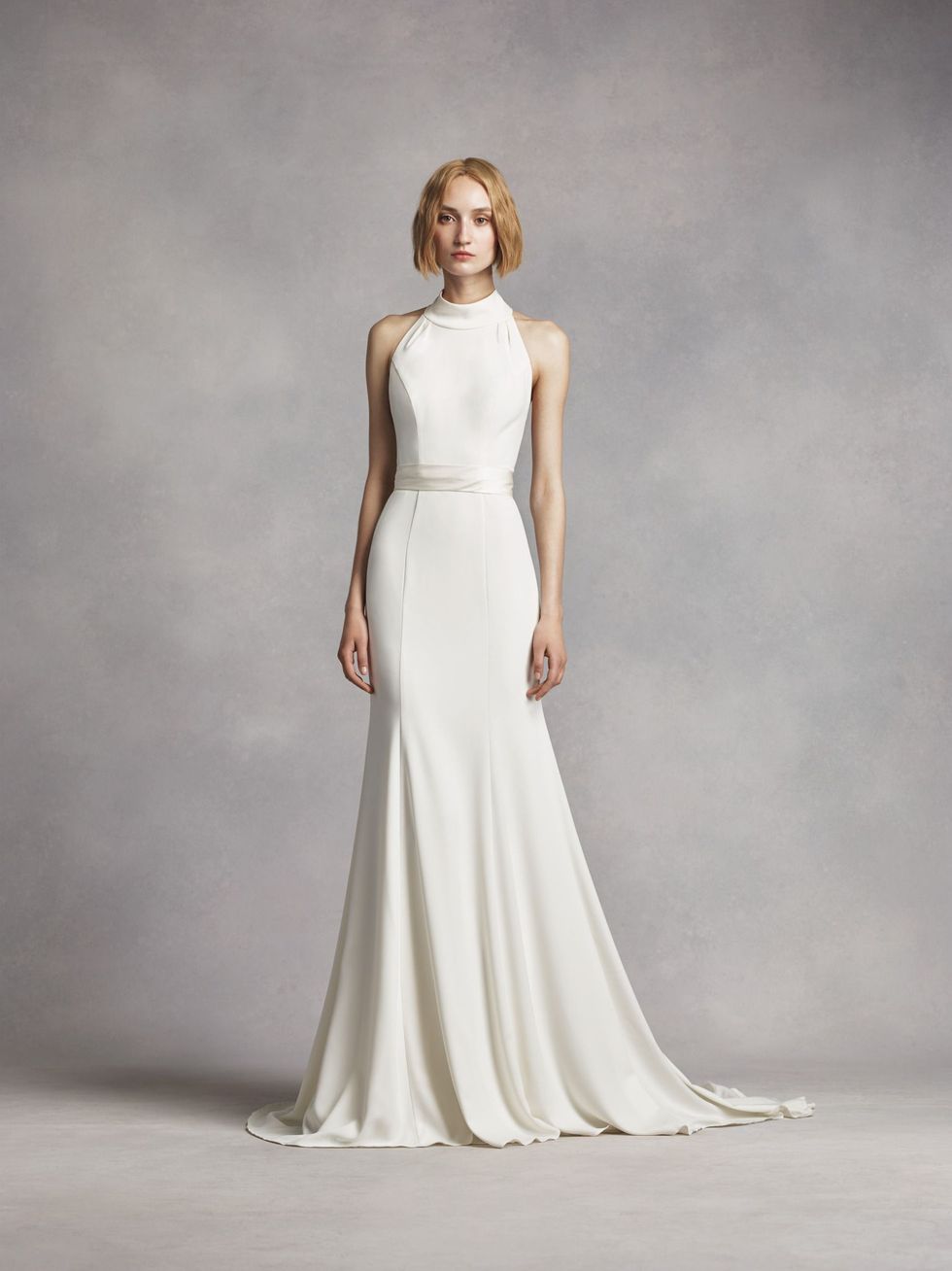 Gown, Fashion model, Wedding dress, Clothing, Dress, Bridal party dress, Bridal clothing, Shoulder, Waist, A-line, 