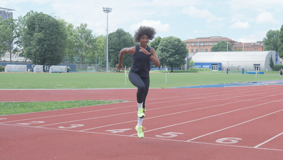 a person running on a track