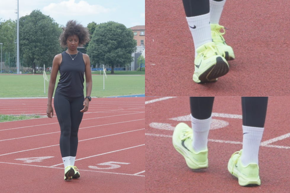 a person running on a track