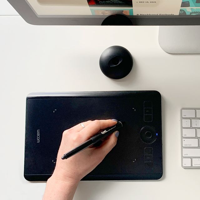 wacom tablet in use with keyboard and desktop computer