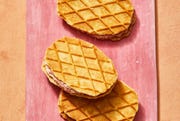 Waffle Cookies With Strawberry Buttercream waffle cookies with strawberry buttercream
