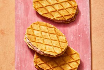 waffle cookies with strawberry buttercream