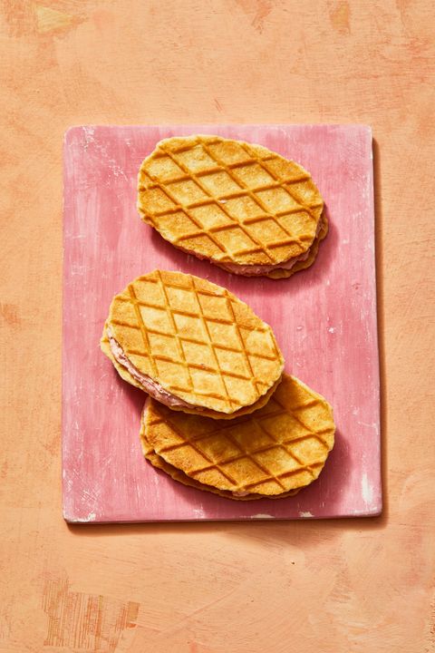waffle cookies with strawberry buttercream