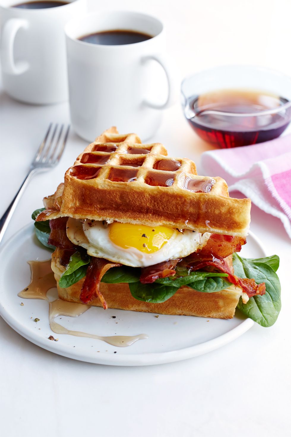 waffle bacon egg sandwich