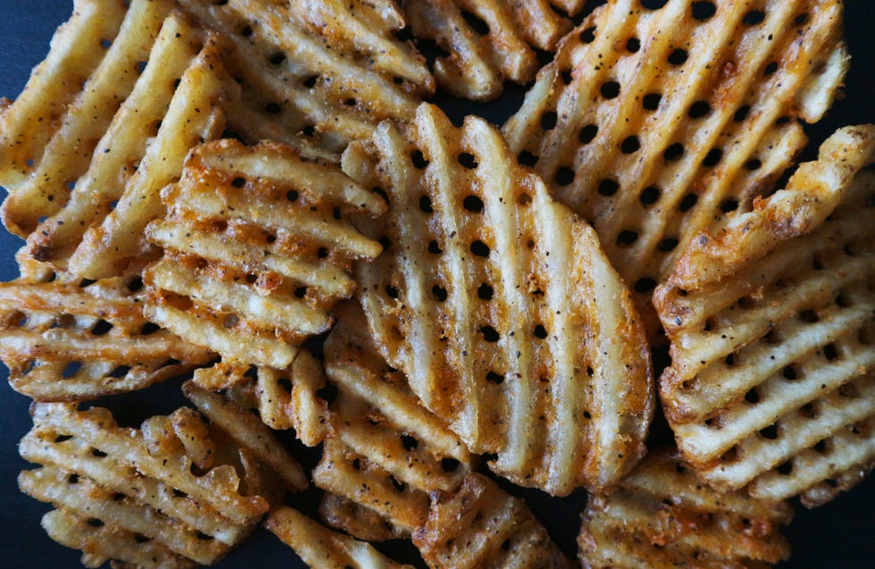 Waffle Fries on Black Background