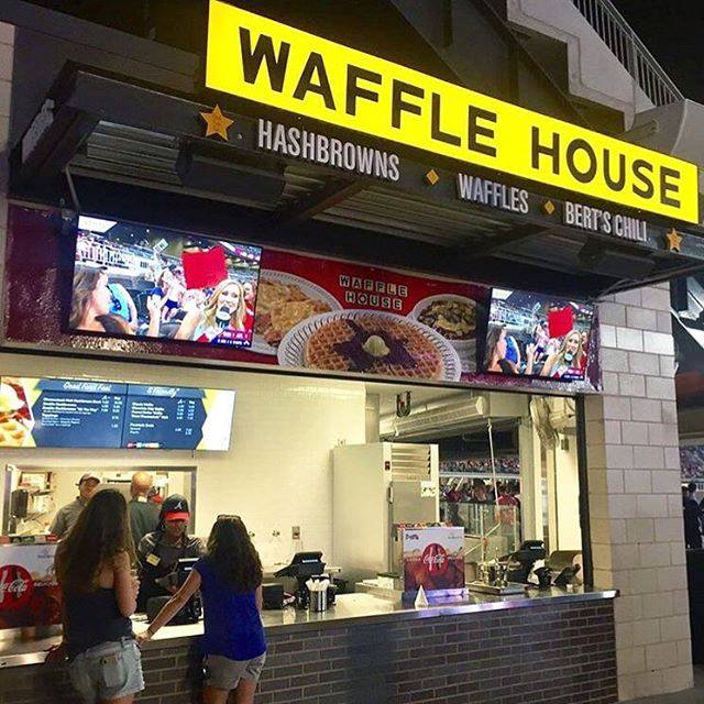 The pregame meal at Waffle House is even better with a gold trim hat :  r/Braves