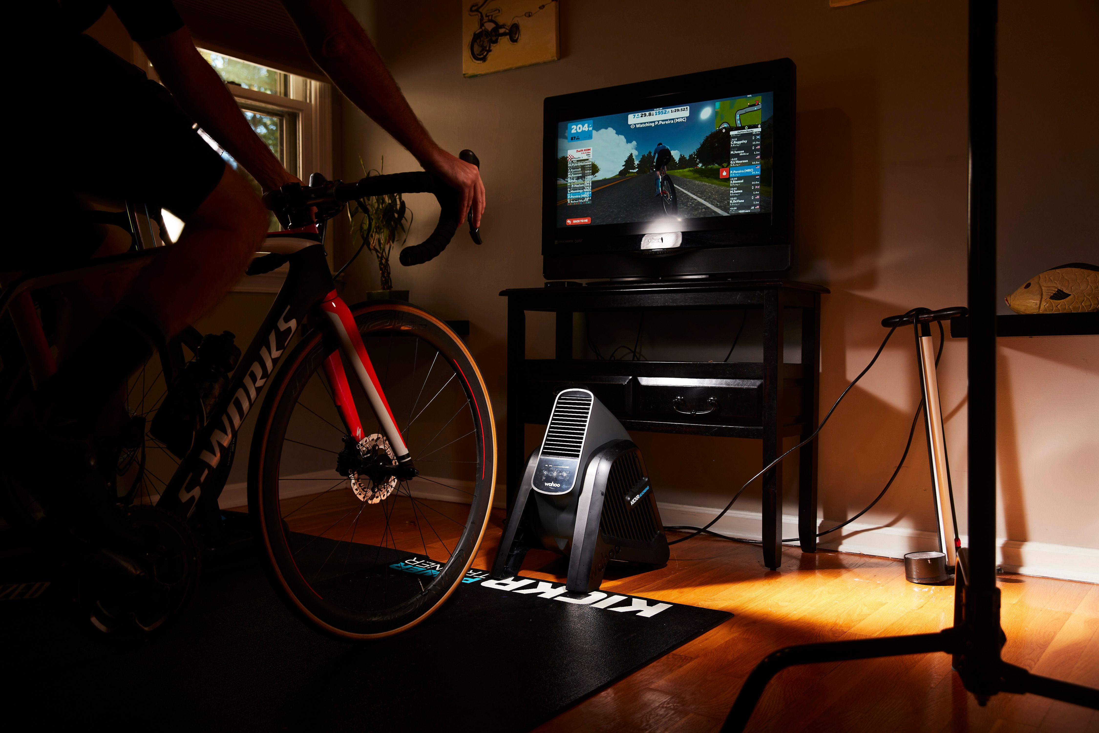 setting up indoor bike trainer