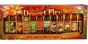 walmart desert fire hot sauce collection, 12 mini bottles of hot sauce
