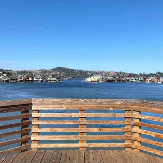 a view from a lookout point at the waldo point harbor in sausalito where otis redding conceived the song sittin' on the dock of the bay