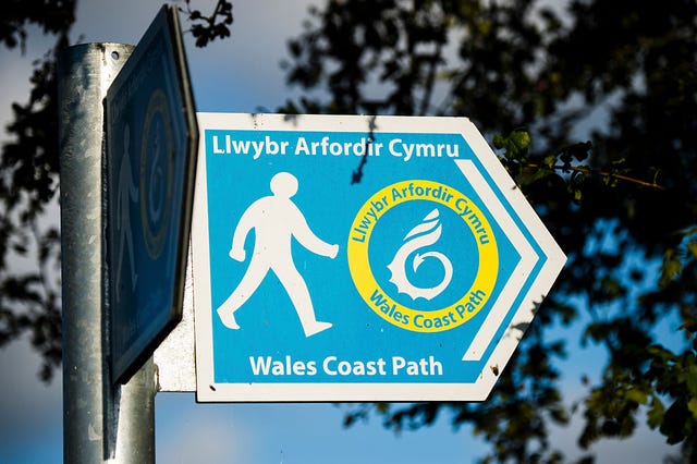 wales coast path  llwybr arfordir cymru bilingual welsh english long distance footpath sign