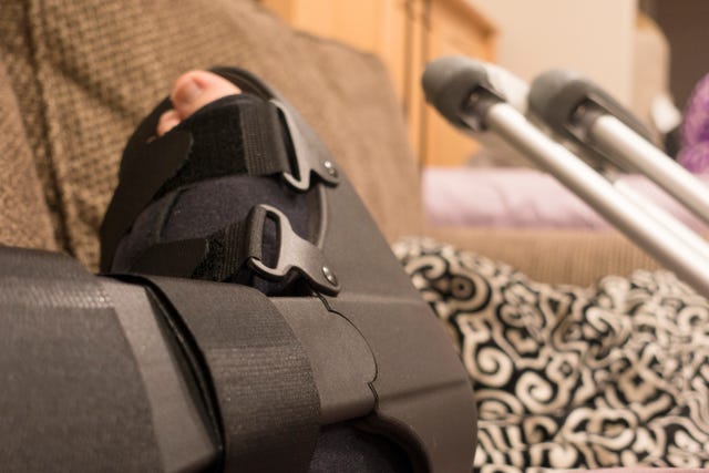 walking boot and crutches   broken ankle, fractured foot, sprained