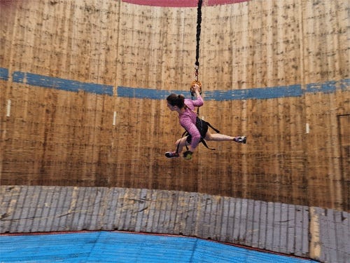 a person on a swing