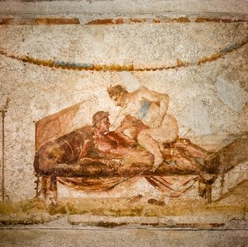 een fresco in het grootste bordeel van pompei