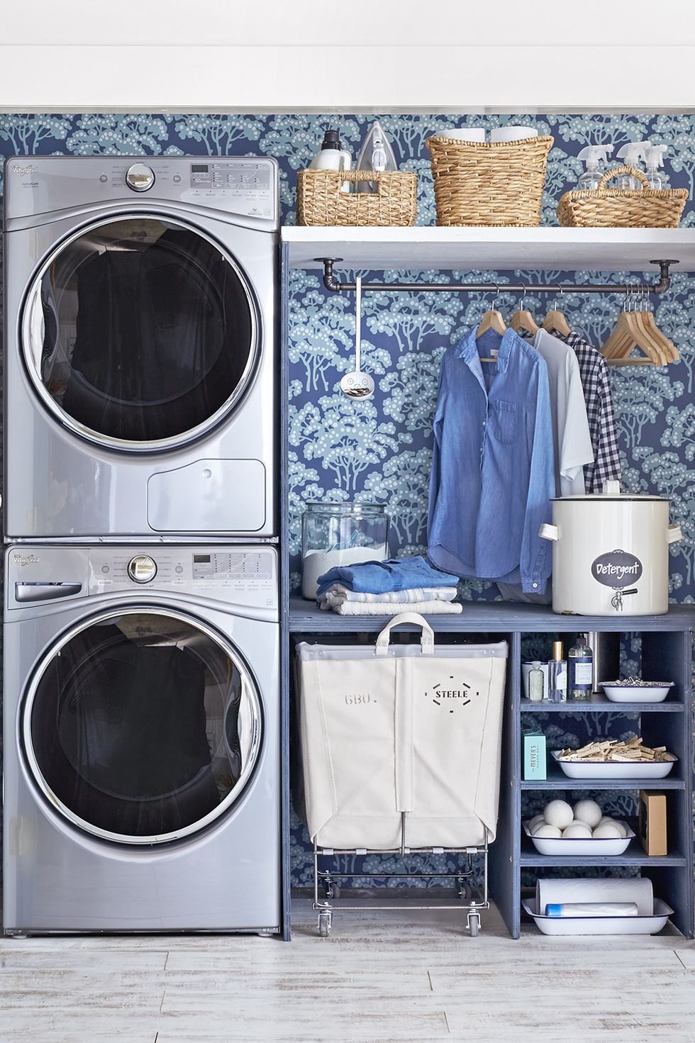wallpaper laundry room closet