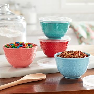 colored ceramic bowls with lids