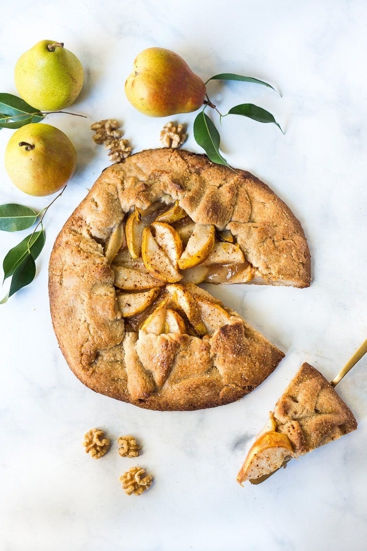 pear galette with walnut crust